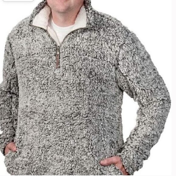 Grizzly Sherpa Fleece Pullover Jacket Brown 1/4 Zip Up Mock Neck - Picture 2 of 10